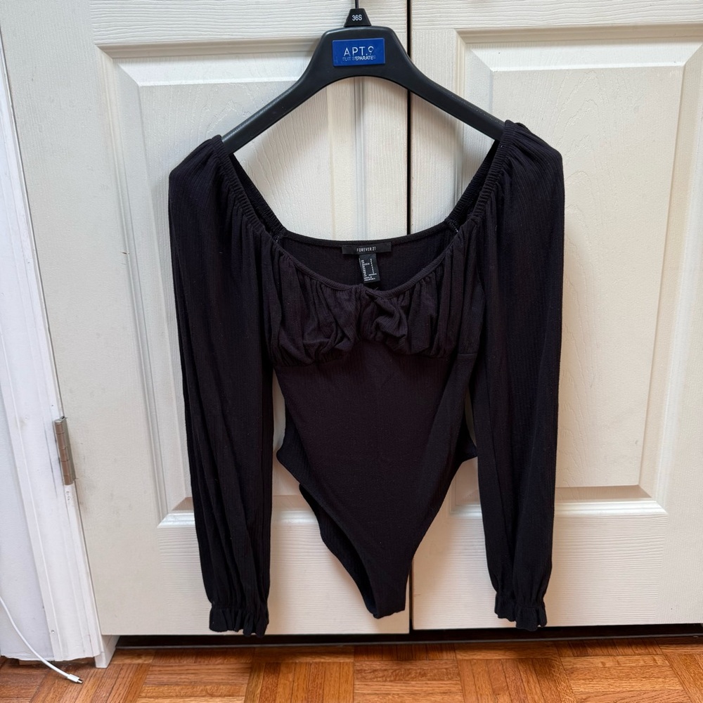 Black Milkmaid Bodysuit